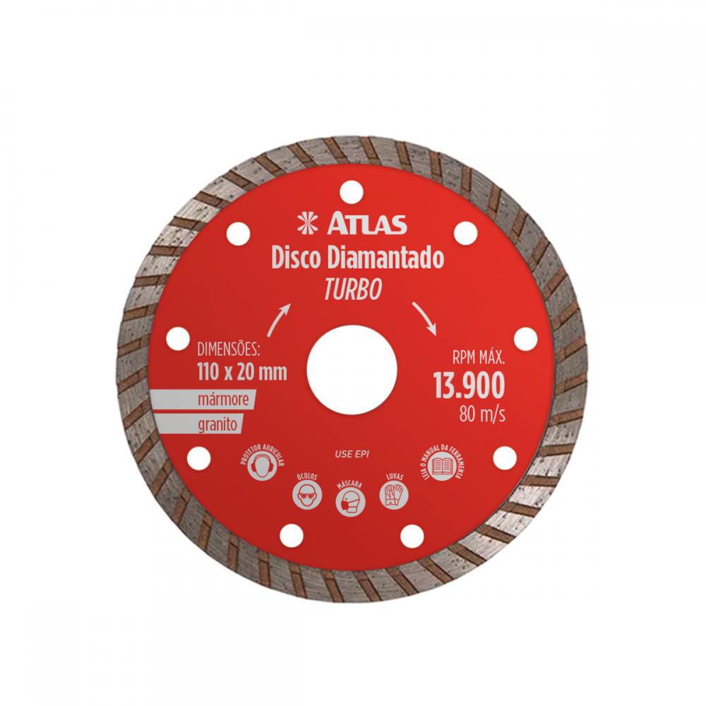 Disco De Corte Diamantado Turbo 110mm AT26T Atlas