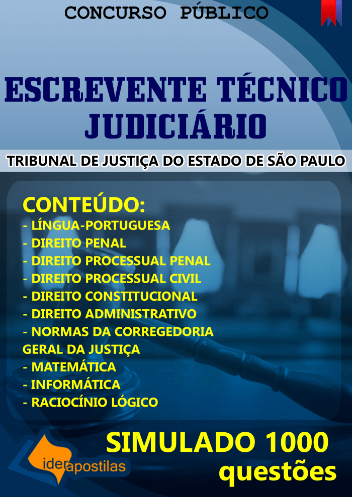 Apostila Simulado Concurso Escrevente TJ SP 2024 1 000 Questões