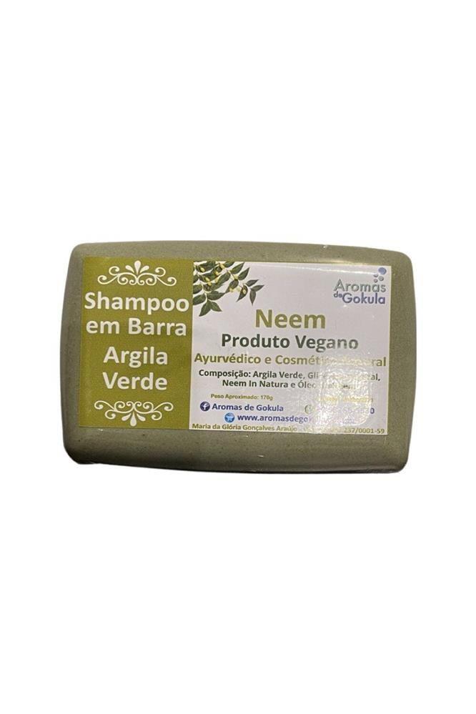 Shampoo Vegano Em Barra Neem Vegano Argila Verde Aromas De Gokula 170g