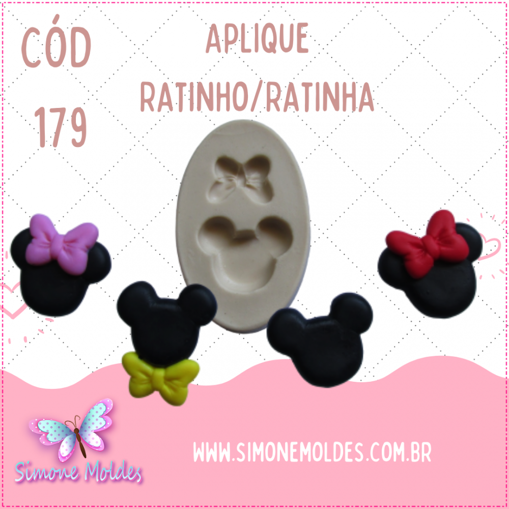 Aplique Ratinho Ratinha P Cod Moldes De Silicone Personagens