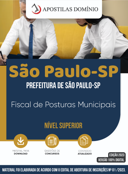 Apostila Prefeitura de São Paulo SP 2023 Fiscal de Posturas