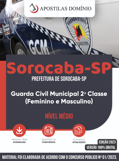 Apostila Prefeitura de Sorocaba SP 2023 Guarda Civil Municipal 2ª