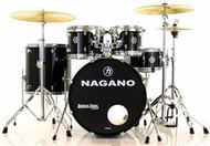 Bateria Nagano Garage Rock Ebony Sparkle 22",10",12",16" com Banco e Peles Duplas
