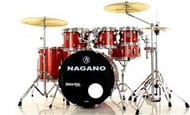 Bateria Nagano Garage Fusion Plus Wine Sparkle 20",8",10",12",14" com Banco e Peles Duplas