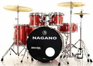 Bateria Nagano Garage Fusion Wine Sparkle 20",10",12",14" com Banco e Peles Duplas