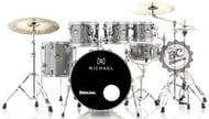 Bateria Michael Legacy Birch Bright Grey BRG 20",8",10",12",14" Ferragens duplas e 2 estantes