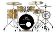 Bateria Michael Legacy Silky Mustard WSM com Bumbo 18",10",12",14" com Ferragens, 2 Estantes e Banco