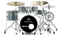 Bateria Michael Legacy Sparkle Marine SMB com Bumbo 18",10",12",14" c/ Ferragens, 2 Estantes e Banco