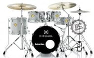 Bateria Michael Legacy Sparkle Silver SSR com Bumbo 18",10",12",14" c/ Ferragens, 2 Estantes e Banco