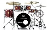 Bateria Michael Legacy Sparkle Wine SWR com Bumbo 18",10",12",14" c/ Ferragens, 2 Estantes e Banco