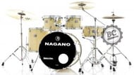 Bateria Nagano Garage Fusion Natural Clear 20",10",12",14" com Banco e Peles Duplas