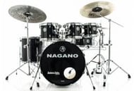 Bateria Nagano Garage Rock Ebony Sparkle 22",8",10",12",16" com Banco e Peles Duplas