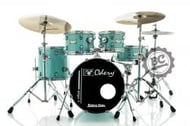 Bateria Odery inRock IR.180 Surf Green Jazz Bumbo 18",10",12",14" com Ferragens, 1 Estante e Banco