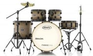 Bateria RMV FiberTech Avelã Wood 20",10",12",16" com Pratos, Baquetas e Ferragens (Exclusiva)