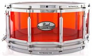 Caixa Pearl Free Floating Crystal Beat Ruby Red 14x6,5" com Casco em Acrílico e Aros MasterCast (Liquidação)