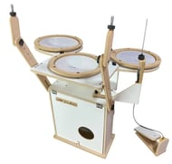 Bateria Compacta Percubo Fast Pop Paint White compacta com estantes e máquina de chimbal embutida