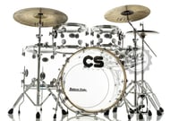 Bateria CS Drums Acrylic Clear 22",10",12",16" com Caixa 14x5.5 e Ferragens duplas com banco