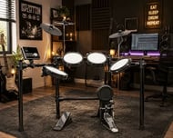 Bateria Eletrônica MXT MDX22FD Pads Mesh Dual Zone, pad de bumbo e pedal, módulo com 30 kits e músicas