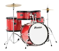 Bateria Infantil Premium Vermelha DX45JRD Completa com pratos, ferragens e padrão semiprofissional