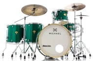 Bateria Michael Legacy Rock Sparkle Green SGR Bumbo 24", tom 13", surdos 16" e 18", caixa e ferragens