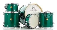 Bateria Michael Legacy Rock Sparkle Green SGR (Shell Pack) Bumbo 24", tom 13", surdos 16" e 18" e caixa