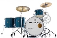 Bateria Nagano LedShip Blue Stripe Bumbo 24", tom 13", surdos 16" e 18", Caixa Prophonic e Ferragens