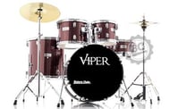 Bateria Viper by X-Pro C.Ibañez Wine Sparkle Completa 20",10",12",16" com Ferragens, Pratos e Banco