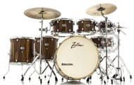 Bateria Zellmer Ascending Black Wood 22",8",10",12",14",16" com Ferragens duplas e 2 estantes