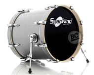 Bumbo 18" Spanking by Zellmer Silver Sparkle 18x16" com pés telescópio, aros de madeira e pele dupla