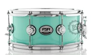 Caixa FSA Standard Mahogany Ciano Metallic 14x6.5" casco híbrido com canoas inteiriças e revestimento especial