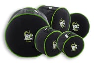 Kit de Bags Batera Clube BC Octogear Premium Tons 12", 13", Surdo 16", Bumbo 22" e Caixa Green Stripes