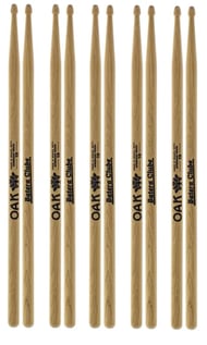Kit de Baquetas 5B Batera Clube com 5 Pares em OAK Soft Americano Padrão 5B Comprida