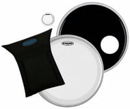 Kit de Pele Evans EQ3 Bumbo BD22B3 com EQ3 Clear, EQ3 Resonant Black e Abafador EQPad e Pad Kick