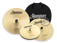 Kit de Pratos Hammer System B20 by Liverpool com Crash 16", Ride 20", Chimbal 14" e Bag (Bronze B20)