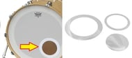 Molde e Pad Kick Torelli TA009 Branco para Fazer Furo no Bumbo Proteja a Furação com Anéis de 4.5" e 5.5"