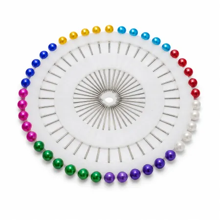 Disco de Alfinetes com Cabeça Plástica Colorida - 40 Unidades