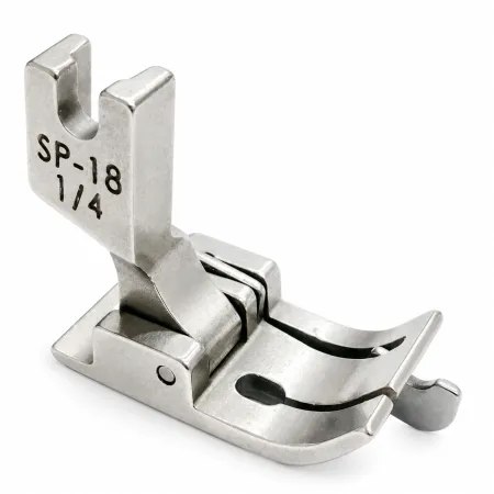 Pé Calcador de Pesponto com Guia SP-18 1/4 Lado Direito para Máquina Reta Industrial Eletrônica e Convencional