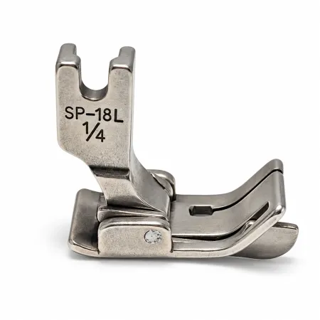 Pé Calcador de Pesponto com Guia SP-18L 1/4 Lado Esquerdo para Máquina Reta Industrial Eletrônica e Convencional