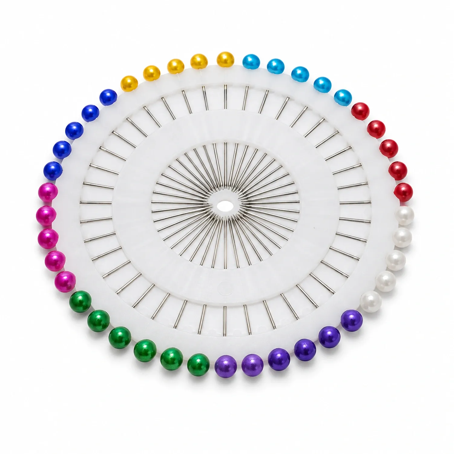 Disco de Alfinetes com Cabeça Plástica Colorida - 40 Unidades