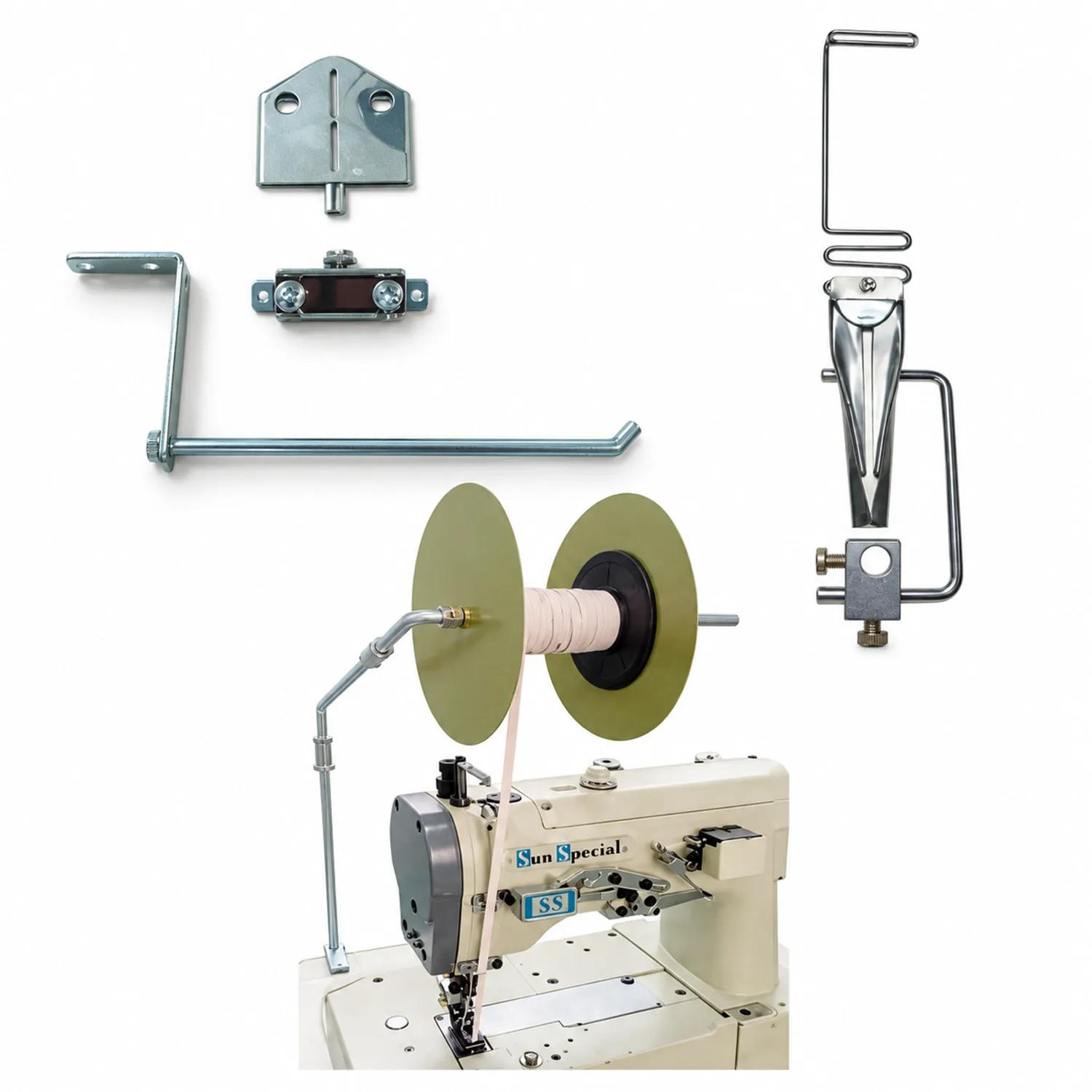 Kit Completo Aparelho de Viés Taquara 10mm para Pespontadeira + Aparelho de Viés Superior 20mm + Suporte