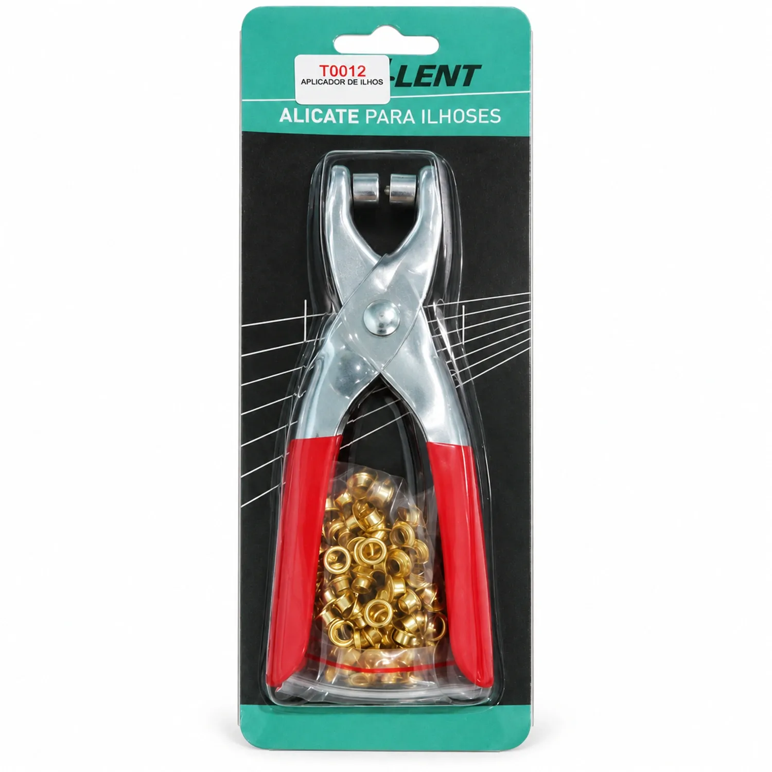 Alicate Aplicador de Ilhoses + 100 Ilhoses Dourados de Brinde