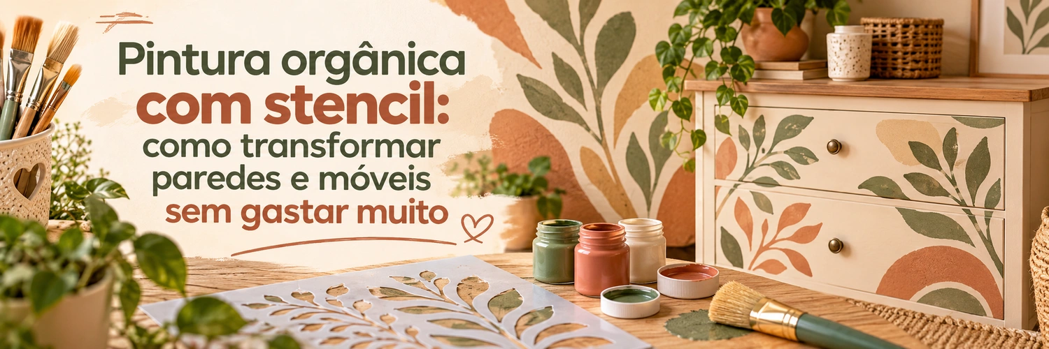 Pintura orgânica com stencil: transforme paredes e móveis com criatividade