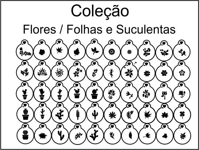 Stencils em miniatura FOLHAS, FLORES E SUCULENTAS COD 17min006