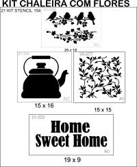 kit Chaleira com Flores 21 kit stencil- 154
