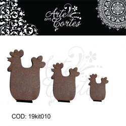 Kit em MDF. Placas Galinhas 19kit010