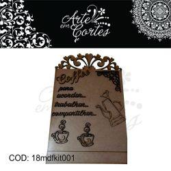 Kit em MDF. Placa e Apliques Cantinho do Cafe 18mdfkit001
