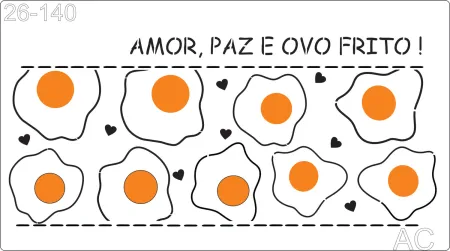 Stencil  Amor, paz e ovov frito! 26-140