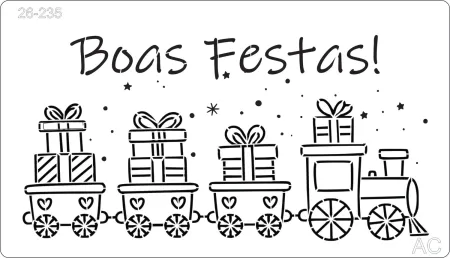 Stencil  Boas Festas/ trenzinho  - Natal - 26-235