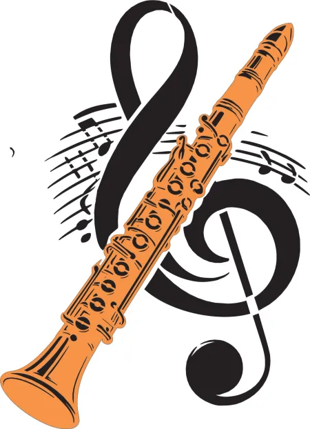 Stencil Clarinete , instrumento musical, notas musicais 26-037