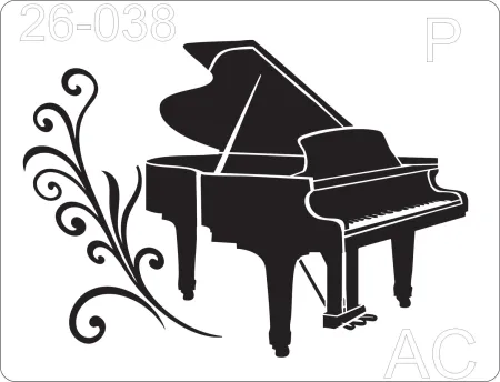Stencil Piano, instrumento musical, notas musicais 26-038
